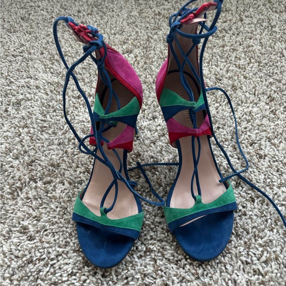 Stuart Weitzman Color Block Suede Leather High He… - image 2